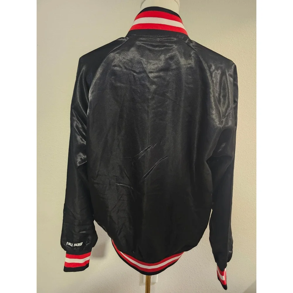 Full Send Large Black Satin Varsity Jacket Nelk Boys Classics